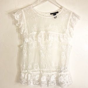 Forever 21 | NWOT Ivory White Knit Embroidered Top